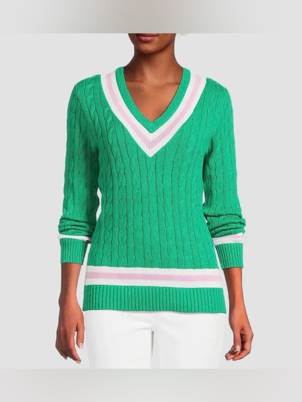 Lily Pulitzer Green Pink V-Neck Sweater